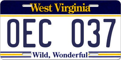 WV license plate OEC037