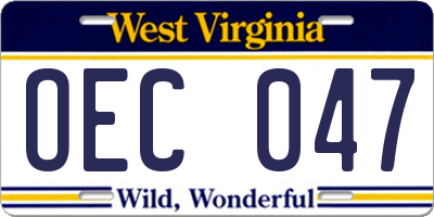 WV license plate OEC047