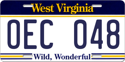 WV license plate OEC048
