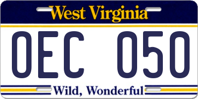 WV license plate OEC050
