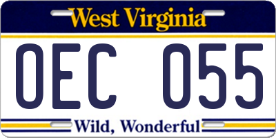WV license plate OEC055