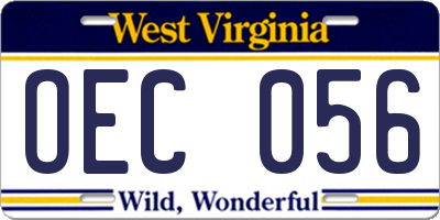 WV license plate OEC056