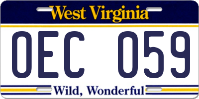 WV license plate OEC059