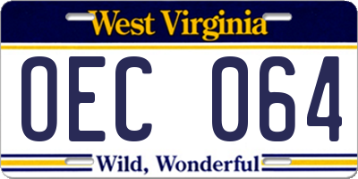 WV license plate OEC064