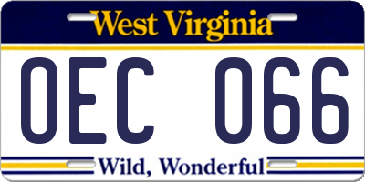 WV license plate OEC066