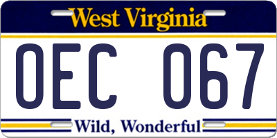 WV license plate OEC067