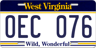 WV license plate OEC076