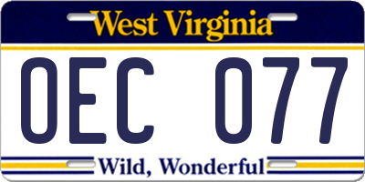 WV license plate OEC077