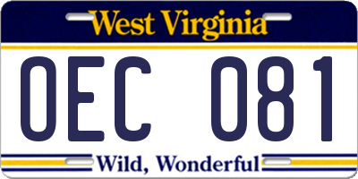 WV license plate OEC081