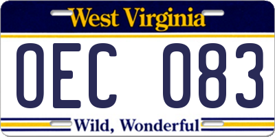 WV license plate OEC083