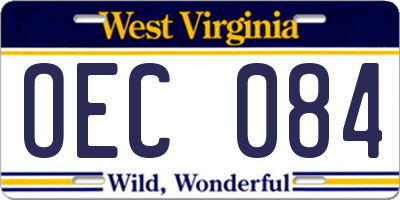 WV license plate OEC084