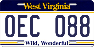 WV license plate OEC088