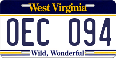 WV license plate OEC094