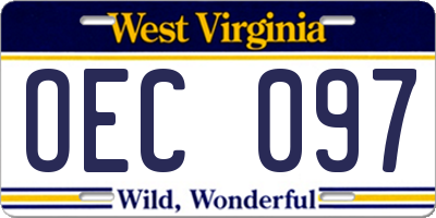 WV license plate OEC097