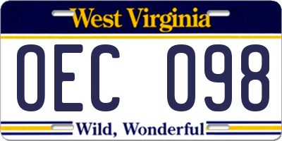 WV license plate OEC098