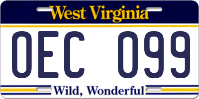 WV license plate OEC099