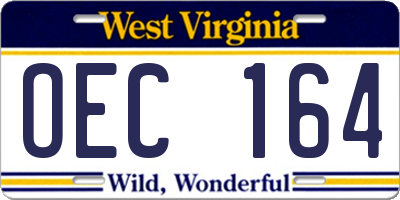 WV license plate OEC164