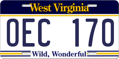 WV license plate OEC170