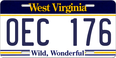 WV license plate OEC176
