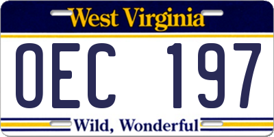 WV license plate OEC197