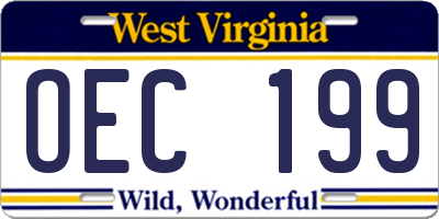 WV license plate OEC199