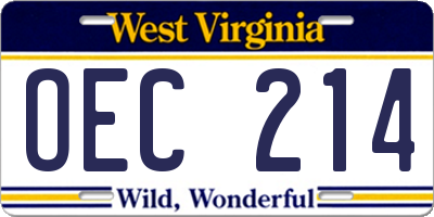 WV license plate OEC214