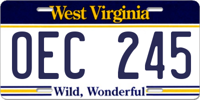 WV license plate OEC245