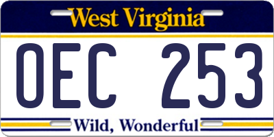 WV license plate OEC253