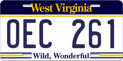 WV license plate OEC261