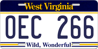 WV license plate OEC266