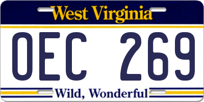 WV license plate OEC269
