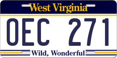 WV license plate OEC271
