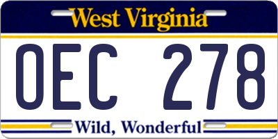 WV license plate OEC278