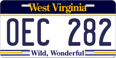 WV license plate OEC282