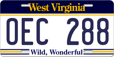 WV license plate OEC288