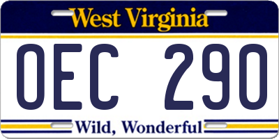 WV license plate OEC290