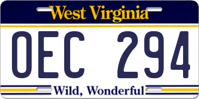 WV license plate OEC294