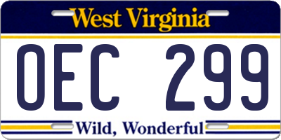 WV license plate OEC299