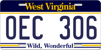 WV license plate OEC306