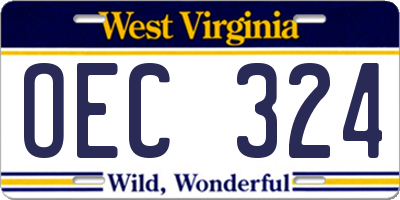 WV license plate OEC324