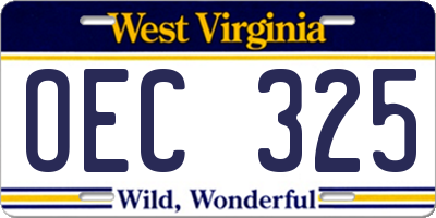 WV license plate OEC325