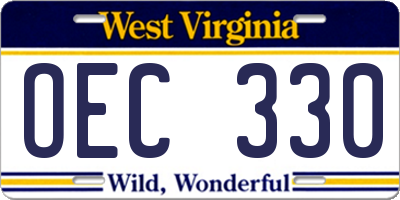 WV license plate OEC330