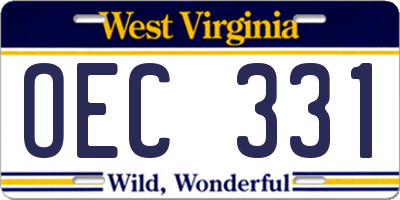 WV license plate OEC331