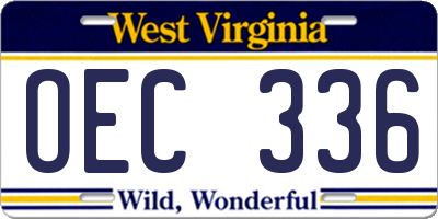 WV license plate OEC336