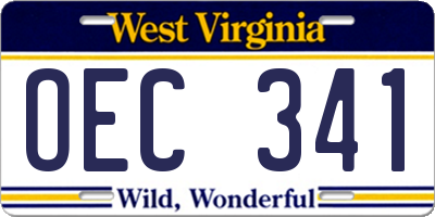 WV license plate OEC341