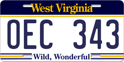WV license plate OEC343