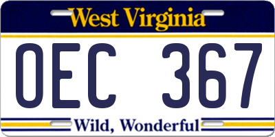 WV license plate OEC367