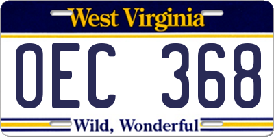 WV license plate OEC368