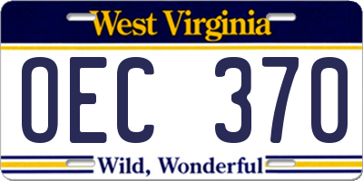 WV license plate OEC370