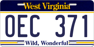 WV license plate OEC371